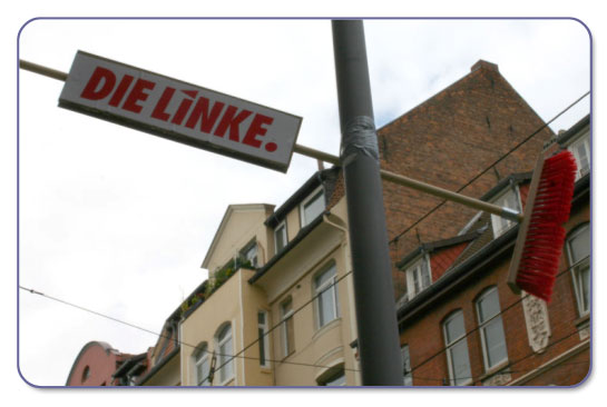 street sign and broom