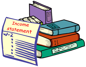 A collage of a journal and an Income Summary statement.
