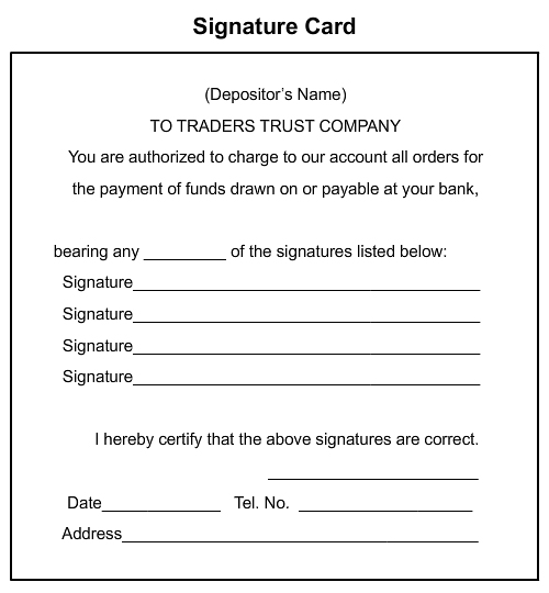 A signature card