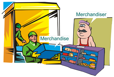 Image of merchandise being delivered to a merchandiser.