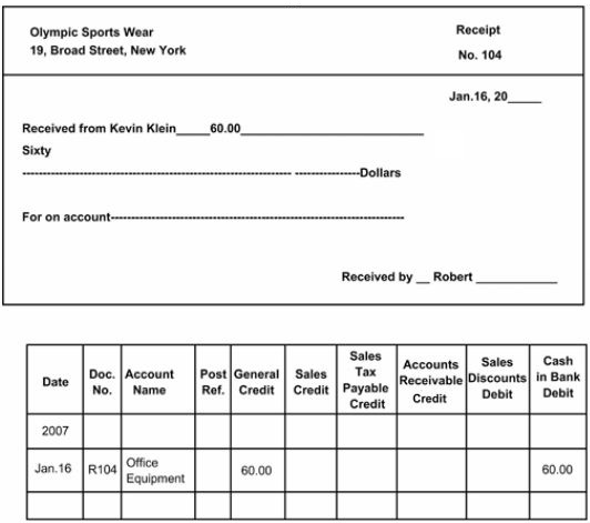 example of receipt and journal entry 