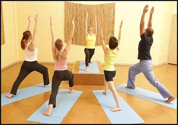 A group of people exercising