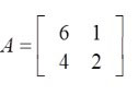 A equals the 2 by 2 matrix Row-: 1 6 1 Row-: 2 4 2