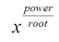 x raised to the power over root power
