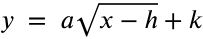 y equals a. the square root of x minus h plus k