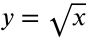 y equals the square root of x