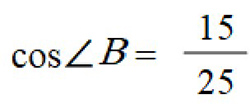 cos angle B = 15/25