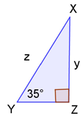 Triangle X Z Y, X  Z equals y. Y X equals z. Angle Z measures 90 degrees