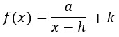 f(x)=\frac{a}{x-h}\ +k