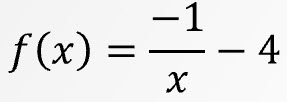 f of x equals negative 1 over x minus 4