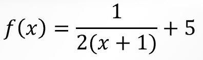 f of x equals 1 over 2 times open paren x plus 1 close paren plus 5