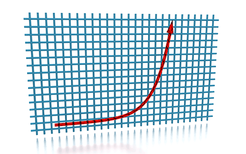 graph lines with red arrow in the upward direction