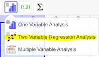 Clicking on the bar chart and choosing Two Variable Regression Analysis option