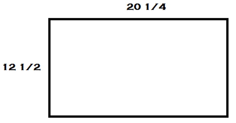 measurements of the floor length = 20 1/4 and width = 12 1/2