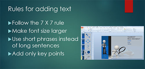 PowerPoint slide with a short bulleted list of items