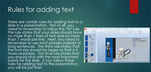 PowerPoint slide with a block of text