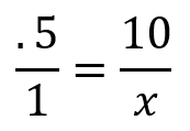 .5/1 = 10/x