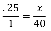 .25/1 = x/40