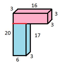 irregular three dimensional shape seperated into two different rectangular prisms