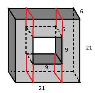 irregular three dimensional shape divided into 4 rectangular prisms