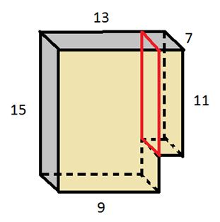 irregular three dimensional shape divided into 2 rectangular prisms