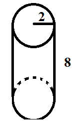 cylinder with a radius of 2 and a height of 8