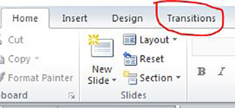 a red circle circles the transistions tab