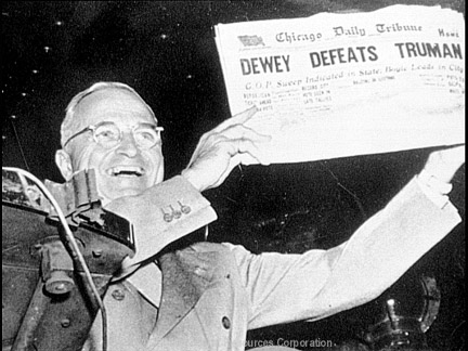 Truman wins in 1948, despite contrary headline