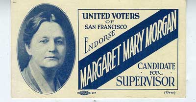 Margaret Mary Morgan political campaign card.