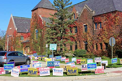 political/voting yard signs