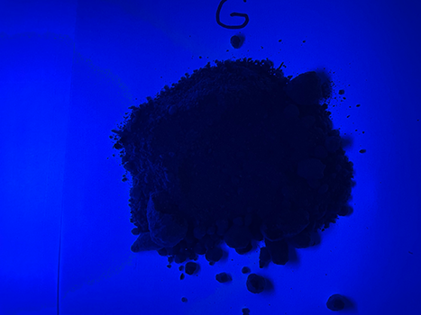 Soil under UV light, labelled G