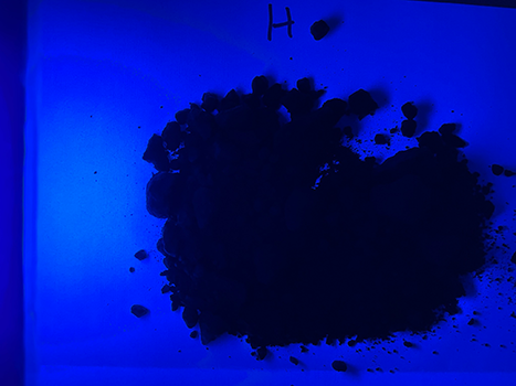 Soil under UV light, labelled H