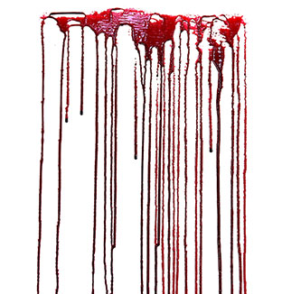 A bloodstain composed of small arcs of thick blood that drip down the surface.