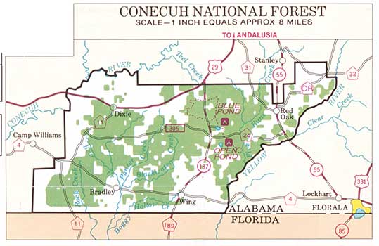 map of the Conecuh National Forest