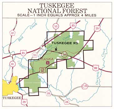 map of the Tuskegee National Forest