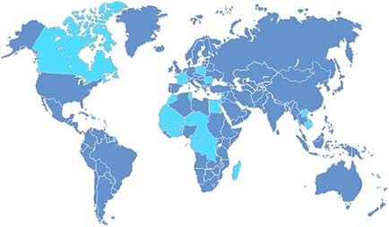 A map of the Francophone world.