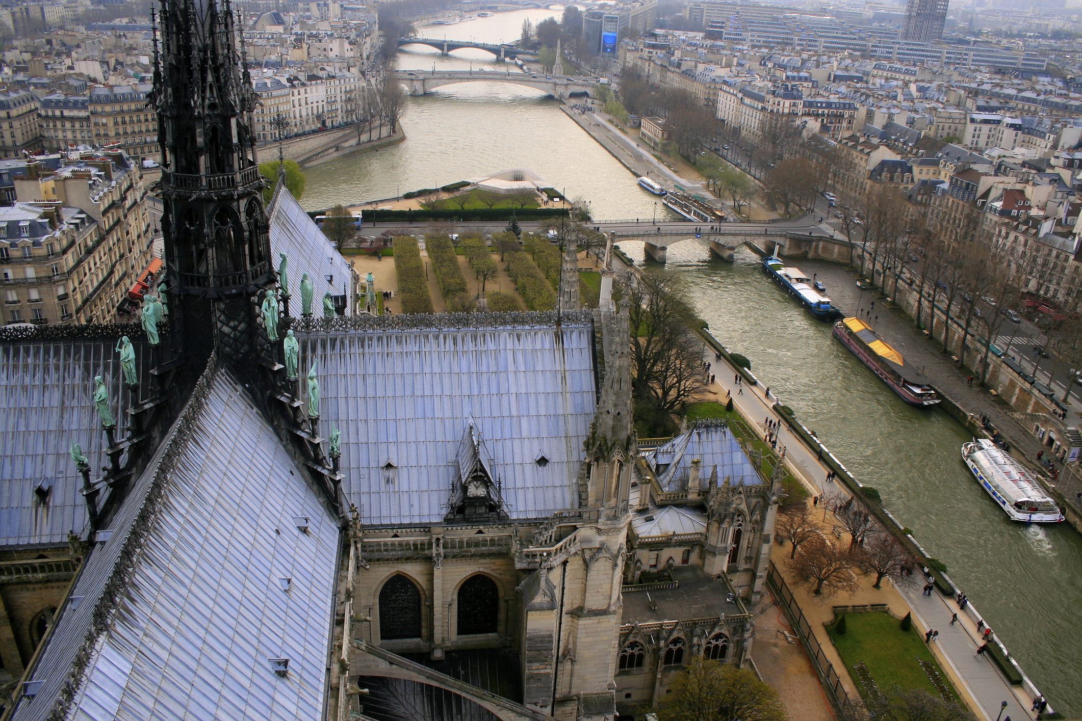 View from above and back of Notre Dame.