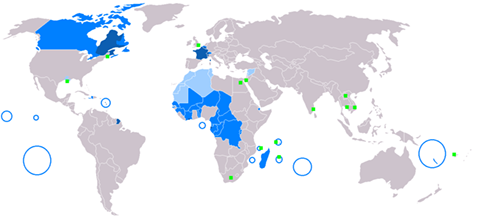 Map of French speaking countries