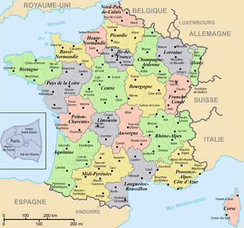 France map of regions