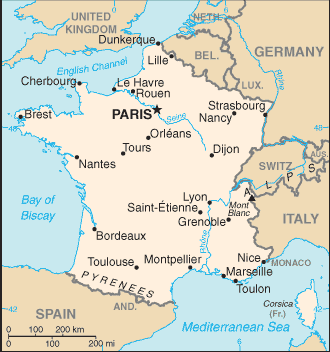 France map showing rivers