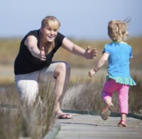 child running to mom