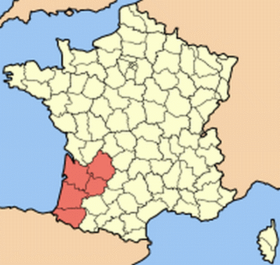 map of France showing Aquitaine