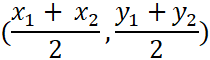 The midpoint formula. The average of the x values gives your new x value and the average of your y values gives your new y value: (half the sum of x1 and x2, half the sum of y1 and y2)