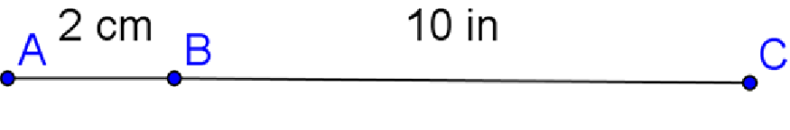 The line segment A to C is broken into A to B of length 2 and B to C of length 10