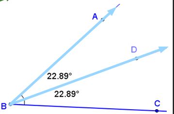 One angle it breaks into is A B D of measure 22.89