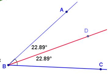 The angle A B C is split ray B to D into two equal angles