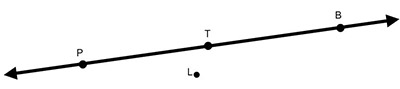 line with points P, T, B and point L off the line