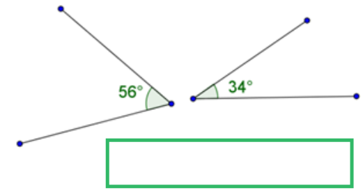 An angle of 56 degrees and one of 34 degrees