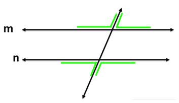 Two lines are cut by a transversal showing the alternate exterior angles