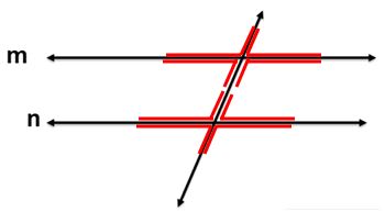 Two lines are cut by a transversal showing the corresponding angles